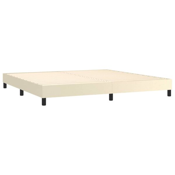 vidaXL Boxspring met matras kunstleer cr&egrave;mekleurig 200x200 cm