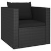 vidaXL 4-delige Loungeset met kussens poly rattan zwart