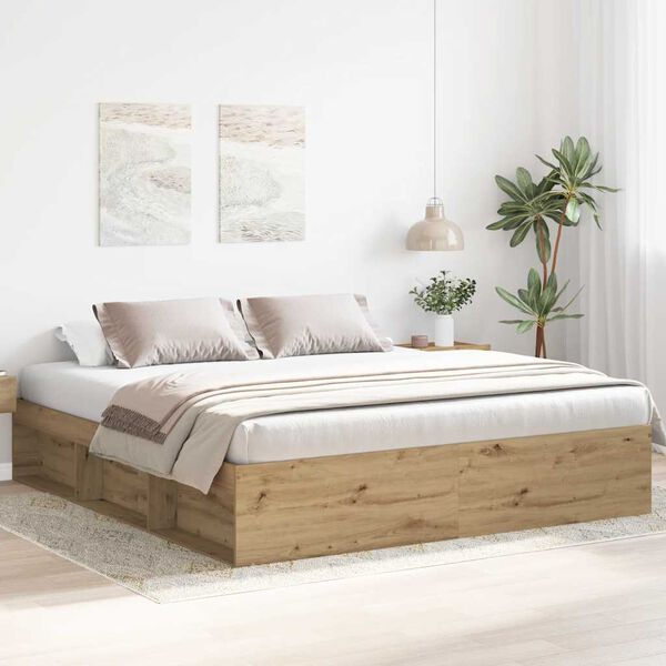 vidaXL Bedframe zonder matras 200x200 cm spaanplaat artisanaal