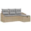 vidaXL Bankstel met kussen met opslag 4 pcs Beige poly rattan