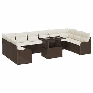 vidaXL Tuin Sofa Set met kussen met kussen 11 pcs Bruin Poly Rattan