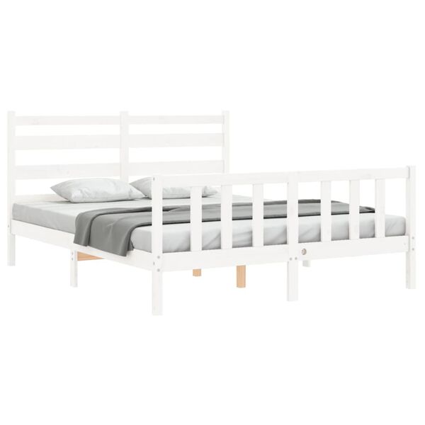 vidaXL Bedframe met hoofdbord massief hout wit