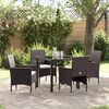 vidaXL Tuin eettafelset met kussen 5 pcs Bruin poly rattan