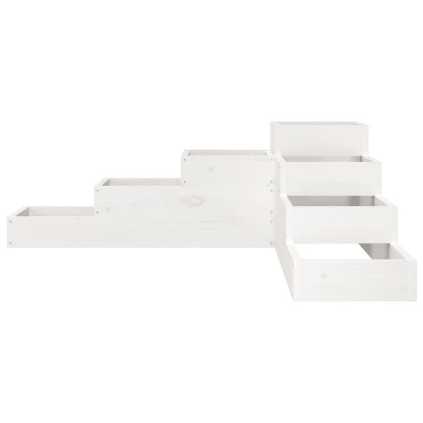 vidaXL Plantenbak 4-laags 106x104,5x36 cm massief grenenhout wit