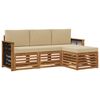 vidaXL Buiten bankenset 4 st Natuurlijk en Beige
