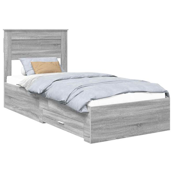 vidaXL Bedframe met hoofdeinde Grijs Sonoma 100 x 200 cm Bewerkt hout