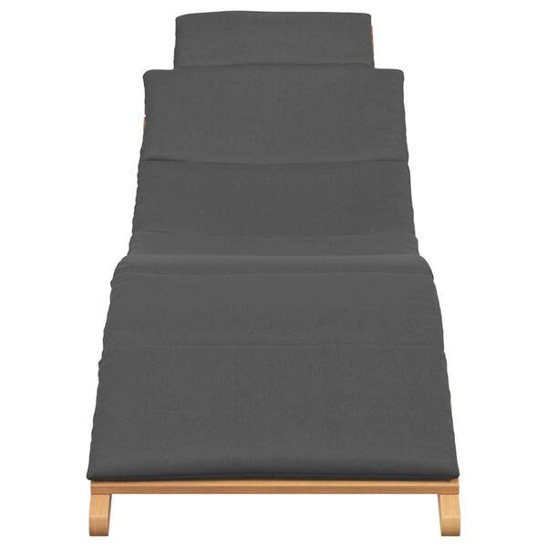 vidaXL Ligstoel Donkergrijs 188 x 55 x 59 cm Massief teakhout