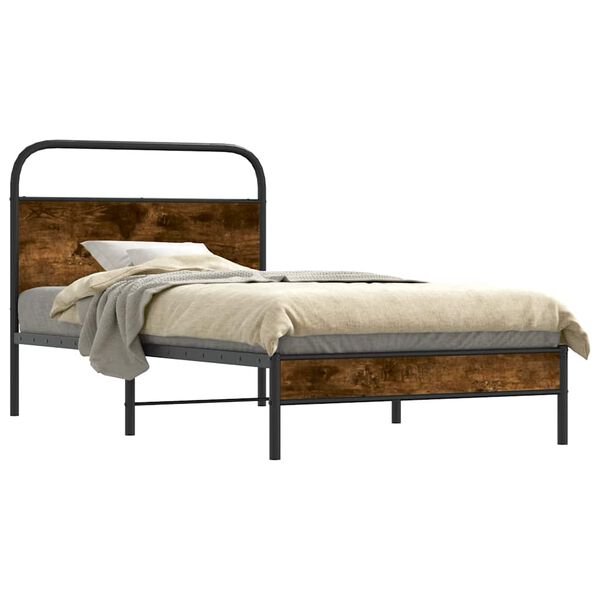 vidaXL Bedframe zonder matras bewerkt hout gerookt eiken 107x203 cm