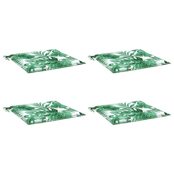 vidaXL Stoelkussens 4 st bladpatroon 40x40x4 cm stof