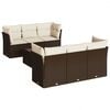 vidaXL 7-delige Loungeset met kussens poly rattan bruin