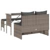 vidaXL 3-delige Tuinset met kussens poly rattan grijs