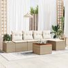 vidaXL Tuin Sofa Set met kussen 6 pcs Beige Poly riet