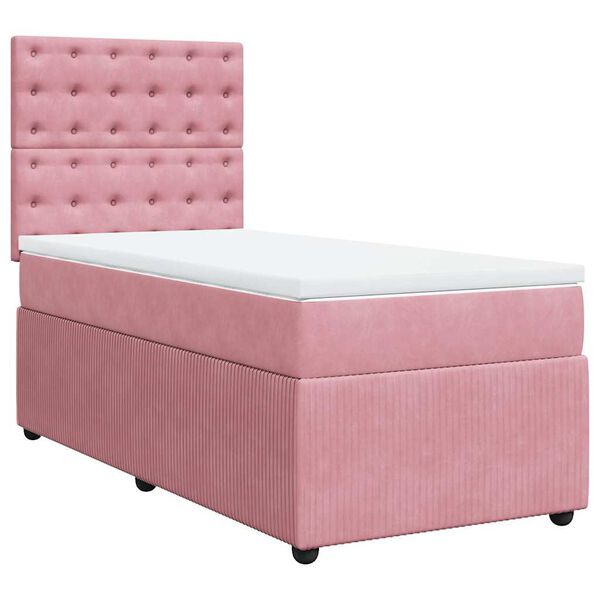 vidaXL Boxspring met matras fluweel roze 80x200 cm