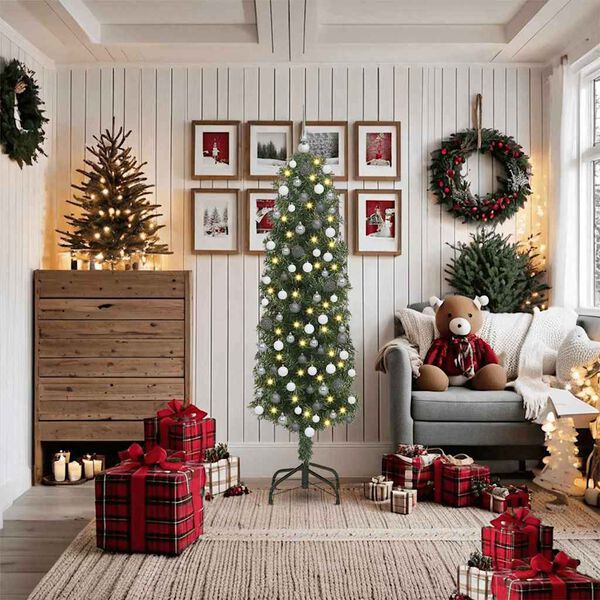 vidaXL Kunstkerstboom Groen 180 cm PVC en Staal en Kunststof