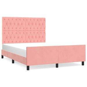 vidaXL Bedframe met hoofdeinde fluweel roze 140x200 cm