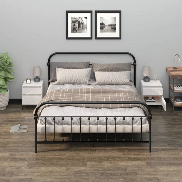 vidaXL Nachtkastjes 2 st 40x35x50 cm hoogglans wit