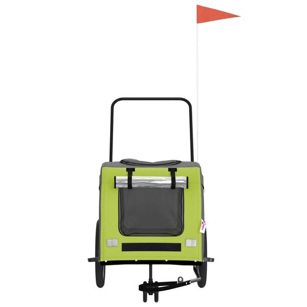 vidaXL Hondenfietstrailer oxford stof en ijzer groen en grijs