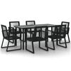vidaXL 7-delige Tuinset PVC-rattan zwart