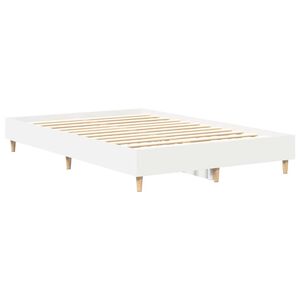 vidaXL Bedframe Wit 137 x 190 cm Bewerkt hout