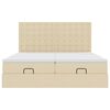 vidaXL Ottoman bed met matrassen en LED's 200x200cm stof cr&egrave;mekleurig