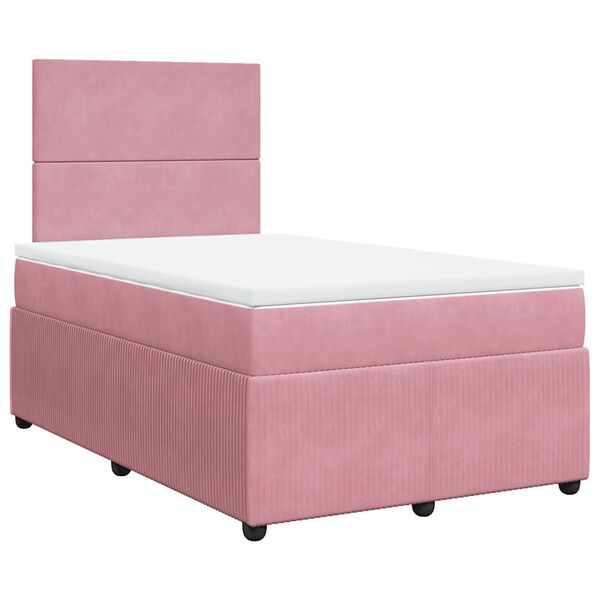 vidaXL Boxspring met matras fluweel roze 120x200 cm