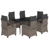 vidaXL 7-delige Tuinset met kussens poly rattan grijs
