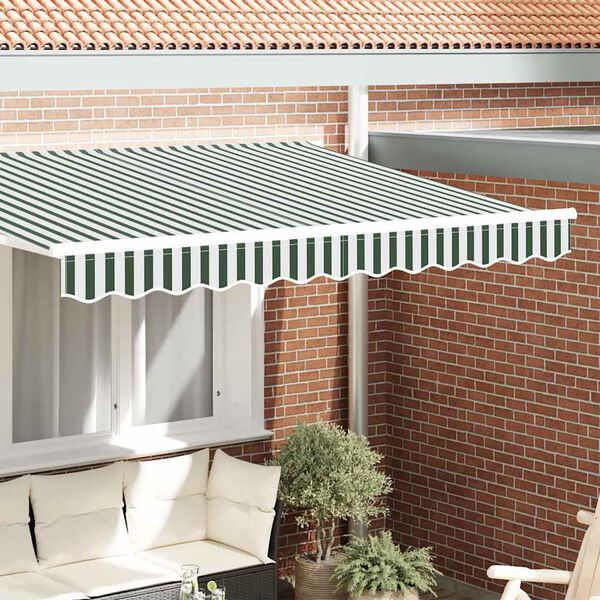 vidaXL Markies Valance Groen en Wit 580 x 20 cm Canvas