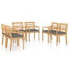 vidaXL Stoelen Batavia 6 st met kussens massief teakhout