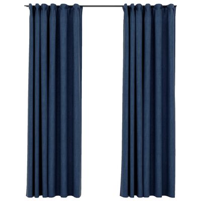 vidaXL Gordijnen linnen-look verduisterend haken 2 st 140x245 cm blauw