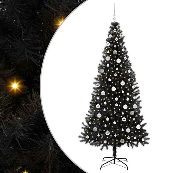 vidaXL Kerstboom met 300 LED met standaard Zwart 210 cm PVC