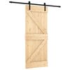 vidaXL Schuifdeur Naturel en Zwart 85 x 210 cm Massief Grenenhout