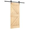 vidaXL Schuifdeur Naturel en Zwart 85 x 210 cm Massief Grenenhout