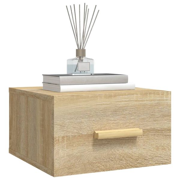 vidaXL Nachtkastje wandgemonteerd 35x35x20 cm sonoma eikenkleurig
