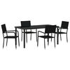 vidaXL Tuin eettafelset 5 st Zwart poly rattan