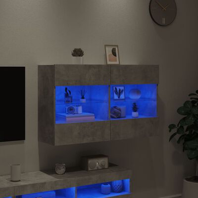 vidaXL Tv-wandmeubel met LED-verlichting 98,5x30x60,5 cm betongrijs