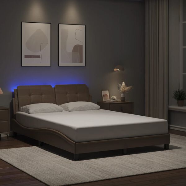 vidaXL Bedframe met LED zonder matras "Zadar" cappuccino 140x200 cm