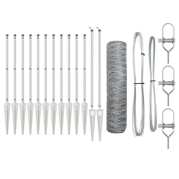 vidaXL Afrasteringspaal Zilver 10 x 0,6 m (36 mm gaas) Staal