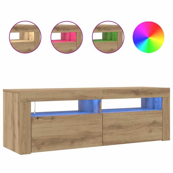 vidaXL Tv-meubel met LED 120x35x40 cm bewerkt hout artisanaal eiken