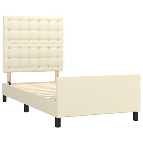 vidaXL Bedframe met hoofdbord kunstleer cr&egrave;mekleurig 100x200 cm