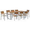 vidaXL Tuin eettafelset 9 st Grijs Massief Acaciahout