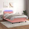 vidaXL Boxspring met matras en LED fluweel roze 120x190 cm