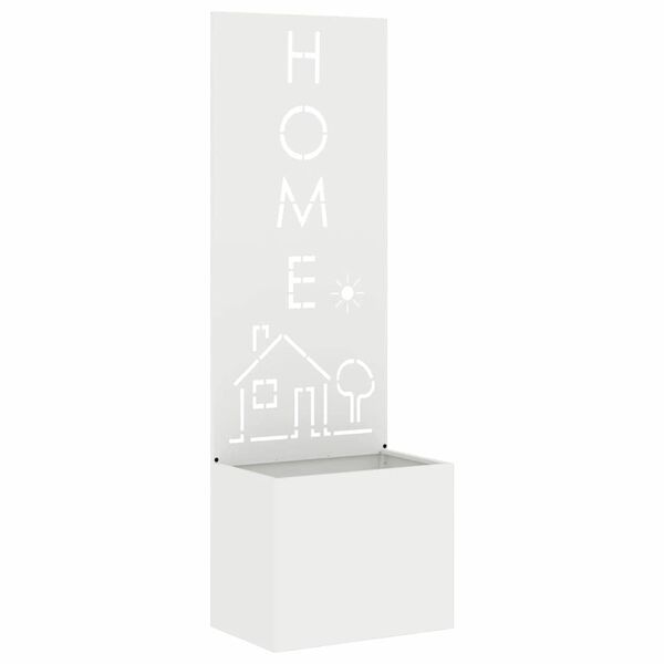 vidaXL Tuin Privacy Screen Fretwerk Wit 50 x 140 cm Koudgewalst staal