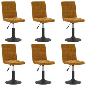 vidaXL Eetkamerstoelen draaibaar 6 st fluweel bruin