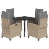 vidaXL 5-delige Tuinset met kussens poly rattan gemengd beige