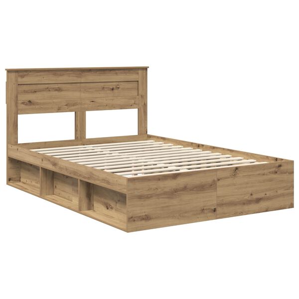vidaXL Bedframe Ambachtelijk eiken 140 x 190 cm Massief grenenhout
