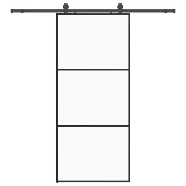 vidaXL Schuifdeur met beslagset 90x205 cm ESG glas zwart