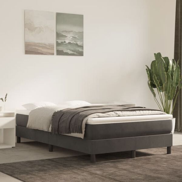 vidaXL Boxspring bed 120x200 cm fluweel donkergrijs