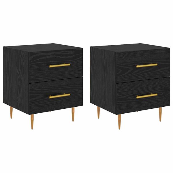 vidaXL Nachtkastje 2 pcs Zwart Eiken 40 x 35 x 47,5 cm Bewerkt hout