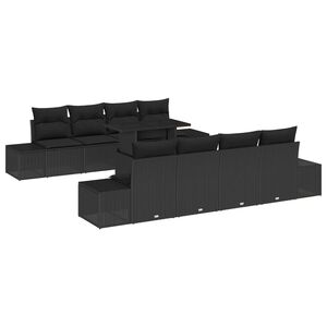 vidaXL Tuin Sofa Set 9 pcs Zwart Poly Rattan en Poedergecoat Staal