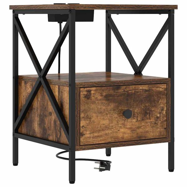 vidaXL Nachtkastje Gerookt eiken 41,5 x 40,5 x 55 cm Bewerkt hout